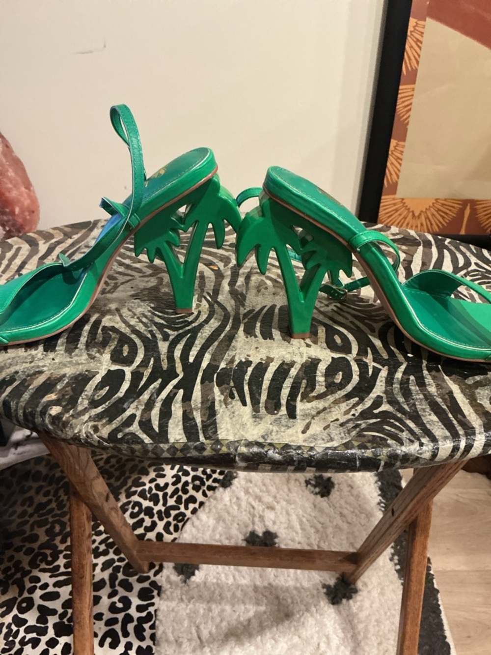 Designer Edition SHEIN Emerald Green Strappy Square-Toe Slingback Heels